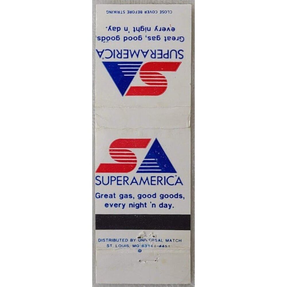 Matchbook Cover SA SuperAmerica Gas Station Convenience Stores Woodbury MN SD WI